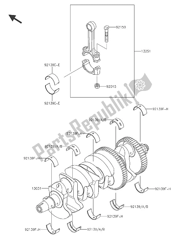 All parts for the Crankshaft of the Kawasaki Z 1000 ABS 2016