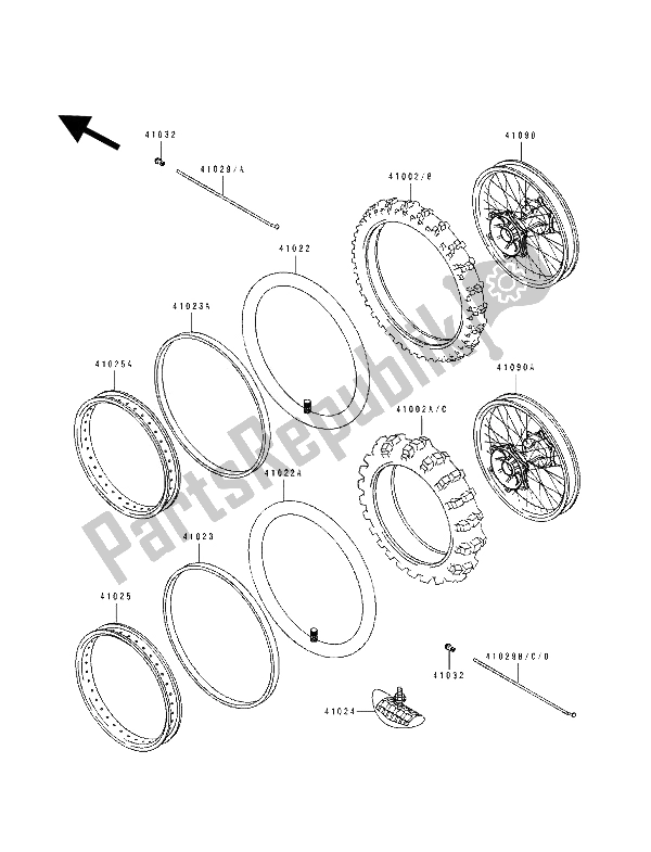 All parts for the Tires of the Kawasaki KX 100 1994