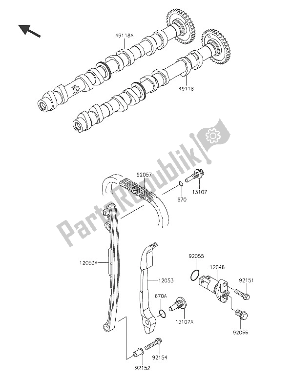 All parts for the Camshaft(s) & Tensioner of the Kawasaki Z 800 ABS 2016