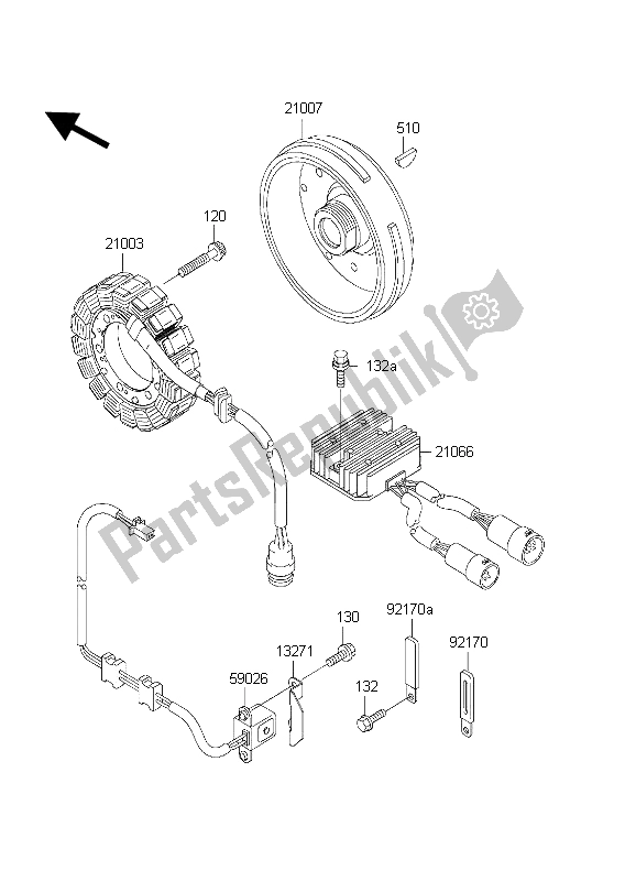 All parts for the Generator of the Kawasaki KVF 650 Prairie 2002