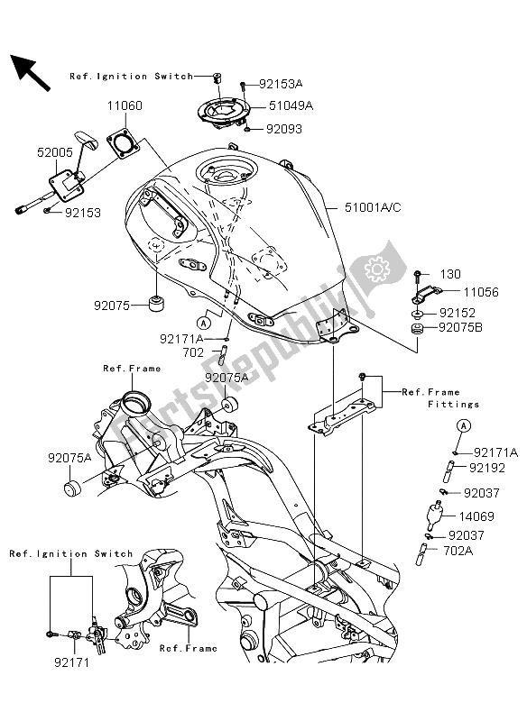 Tutte le parti per il Serbatoio Di Carburante del Kawasaki Versys 650 2013