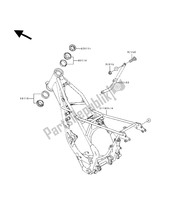 Tutte le parti per il Telaio del Kawasaki KX 80 SW LW 1991