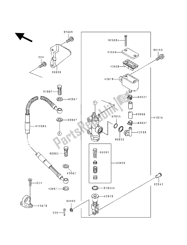 Todas las partes para Cilindro Maestro Trasero de Kawasaki KX 250 1993