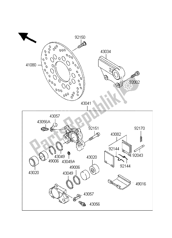 Todas as partes de Freio Traseiro do Kawasaki Ninja ZX 7R 750 1998