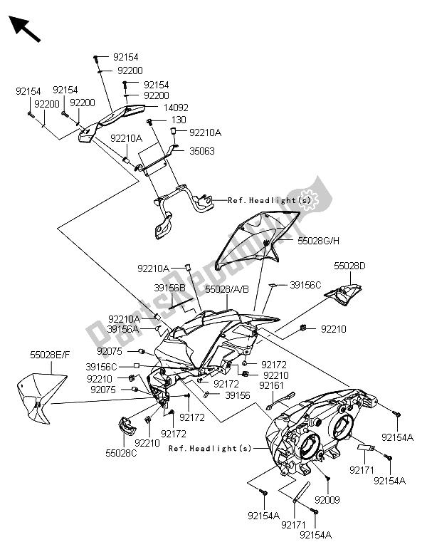 Todas as partes de Capota do Kawasaki Z 800 ABS BDS 2013