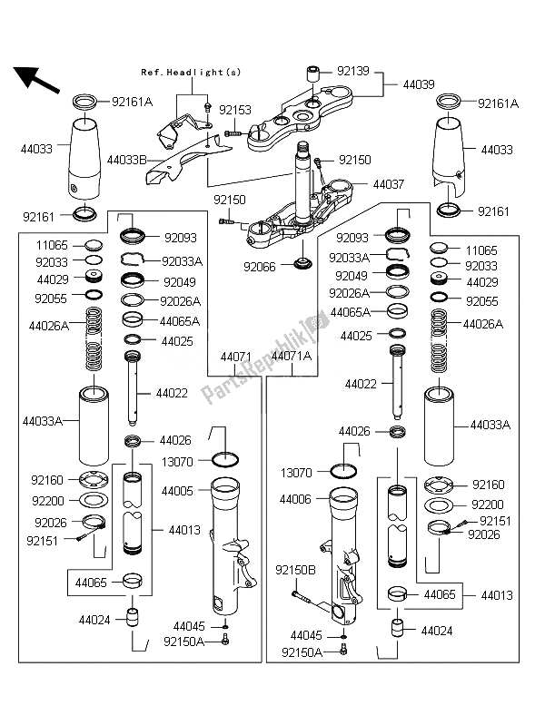 Toutes les pièces pour le Fourche Avant du Kawasaki VN 1700 Classic Tourer ABS 2010