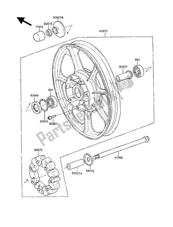 All parts for the Rear Hub of the Kawasaki Z 1300 1987