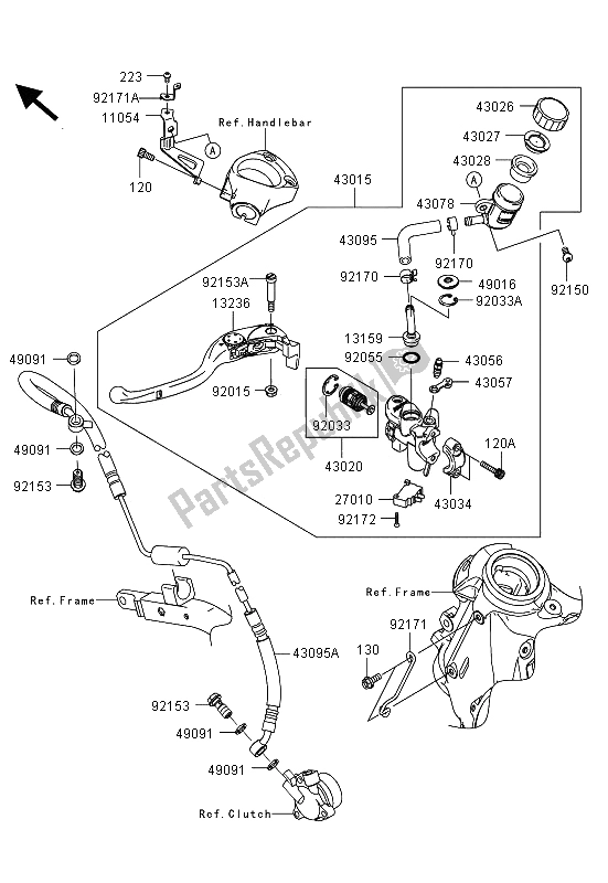 All parts for the Clutch Master Cylinder of the Kawasaki ZZR 1400 ABS 2013