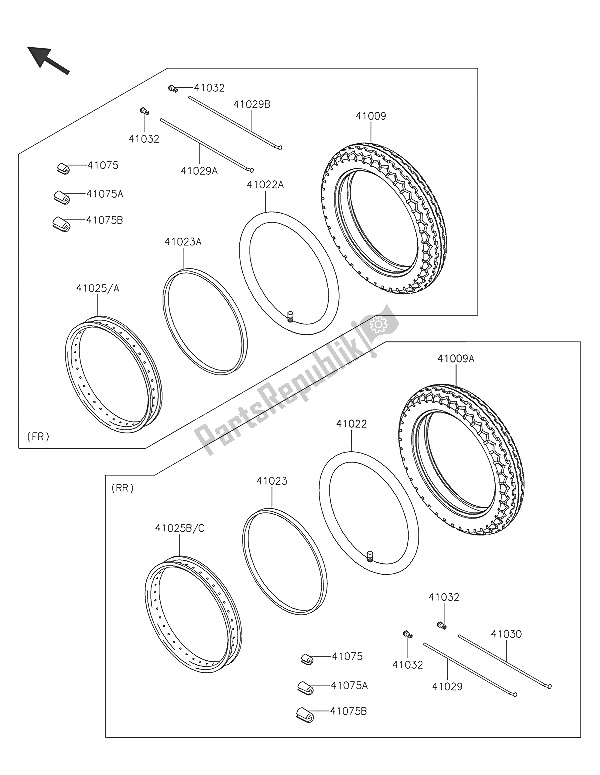 Tutte le parti per il Pneumatici del Kawasaki W 800 2016