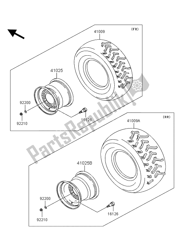 Tutte le parti per il Pneumatici del Kawasaki KVF 360 2006