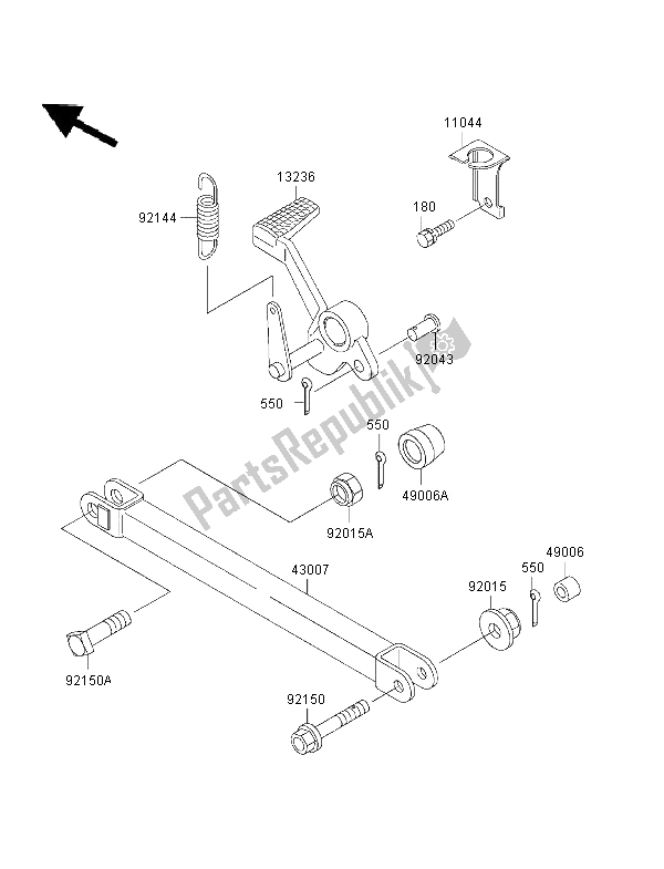 All parts for the Brake Pedal of the Kawasaki ZRX 1100 1997