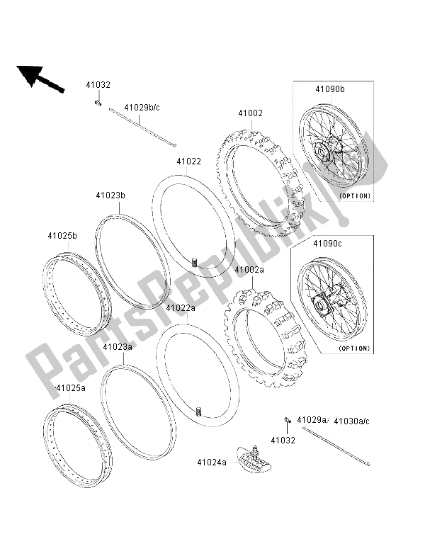 All parts for the Tires of the Kawasaki KX 85 LW 2001