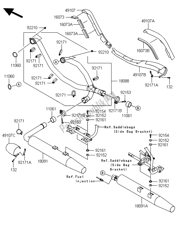 All parts for the Muffler(s) of the Kawasaki VN 1700 Voyager ABS 2014