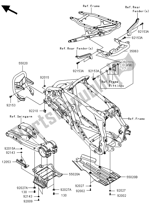 All parts for the Guards of the Kawasaki KFX 450R 2012