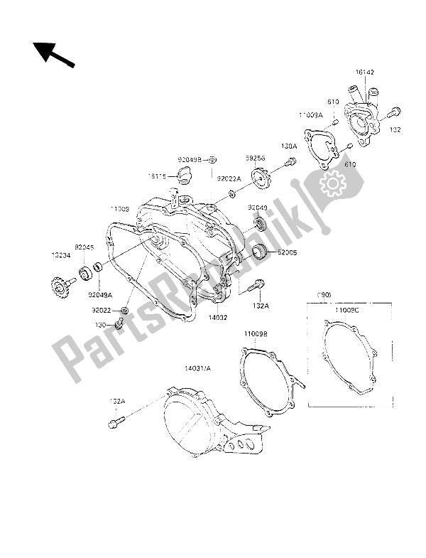 Todas as partes de Tampa (s) Do Motor do Kawasaki KX 100 1989