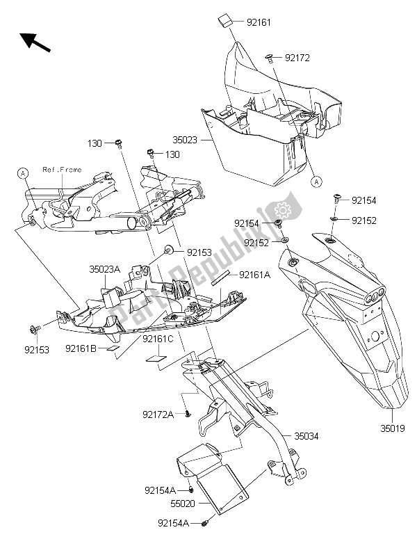 Tutte le parti per il Parafango Posteriore del Kawasaki ER 6N 650 2015