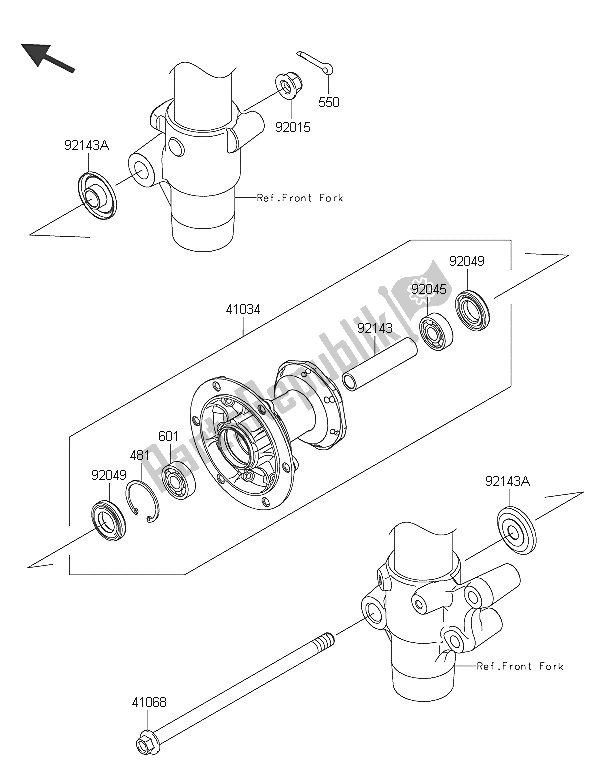 All parts for the Front Hub of the Kawasaki KX 85 LW 2016