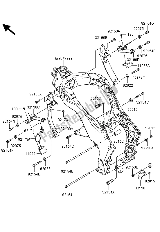 All parts for the Engine Mount of the Kawasaki Z 1000 SX 2013