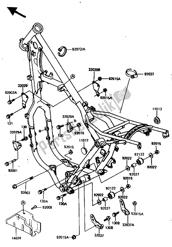 Todas las partes para Montaje Del Marco de Kawasaki KX 250 1986