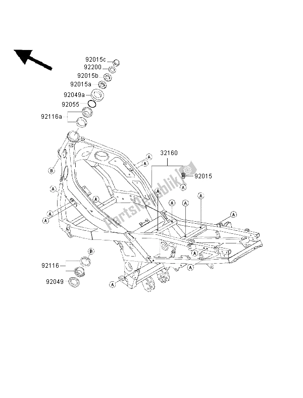 Todas as partes de Quadro, Armação do Kawasaki ZZ R 600 2002