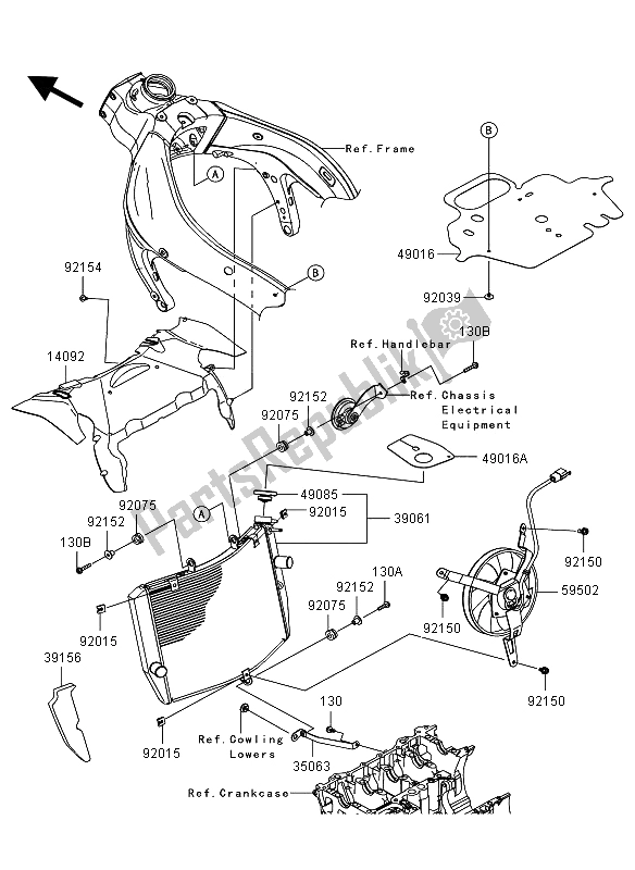 Toutes les pièces pour le Radiateur du Kawasaki Ninja ZX 6R 600 2012