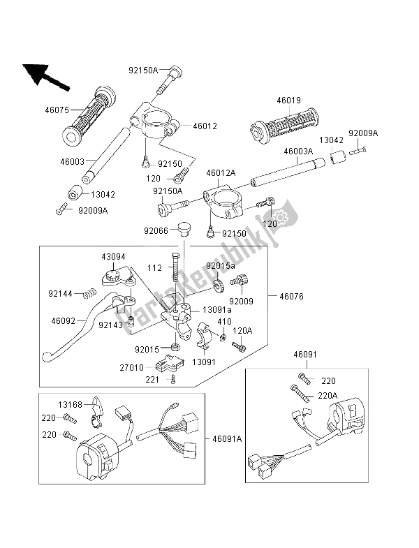 Tutte le parti per il Manubrio del Kawasaki Ninja ZX 6R 600 1997