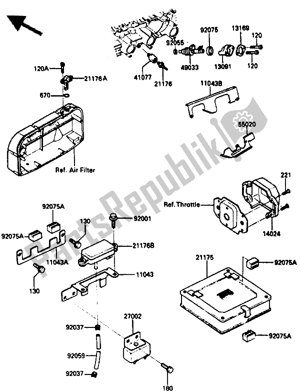 All parts for the Fuel Injection Equipment of the Kawasaki ZX 750 1985