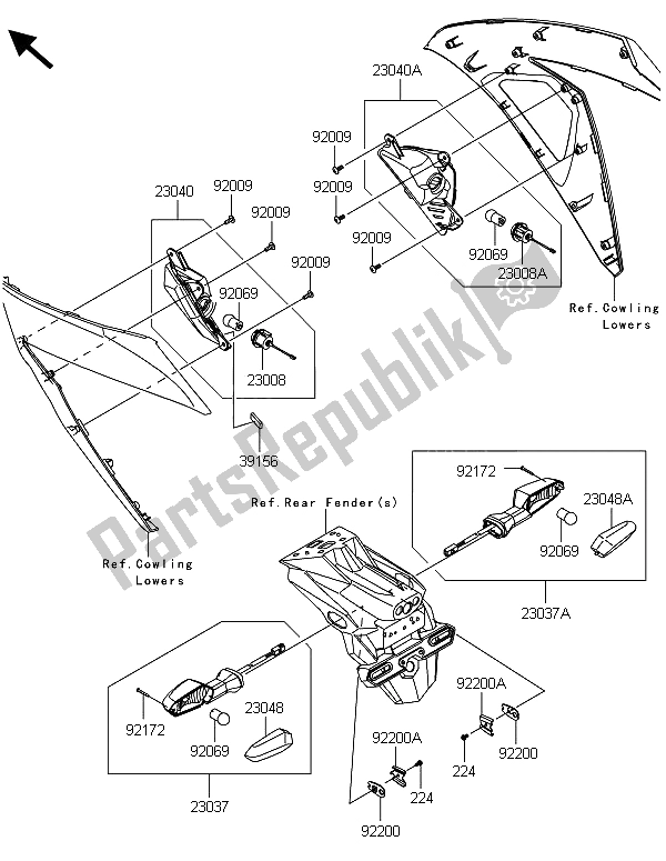 Tutte le parti per il Indicatori Di Direzione del Kawasaki Ninja 300 ABS 2013