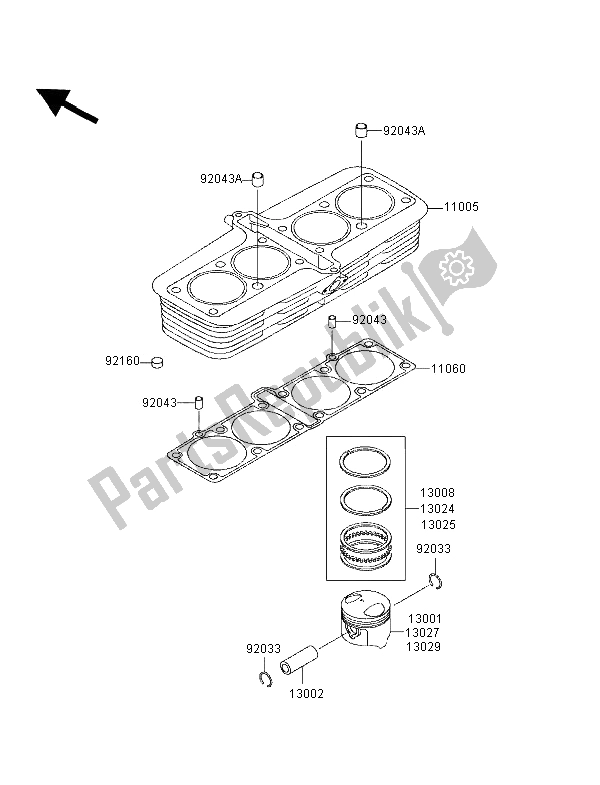 Wszystkie części do Cylinder I T? Ok Kawasaki Zephyr 1100 1996