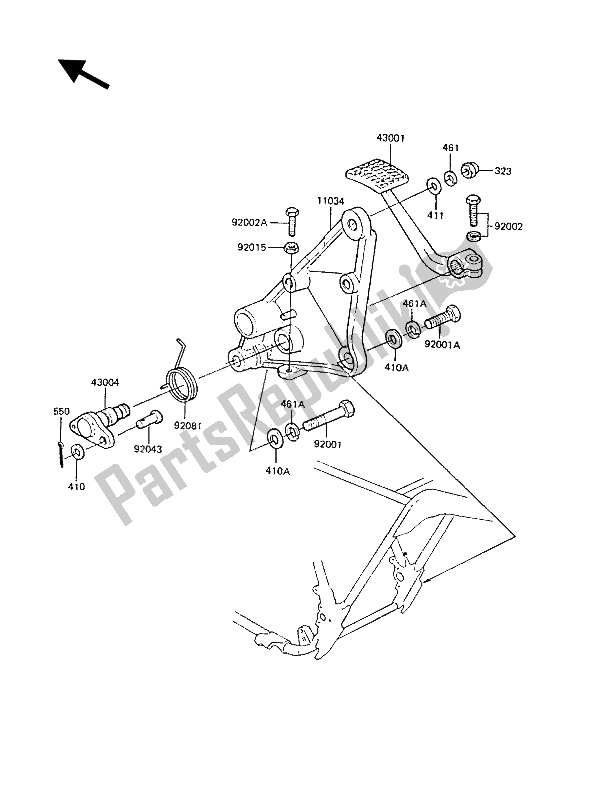 All parts for the Brake Pedal of the Kawasaki Z 1300 1988