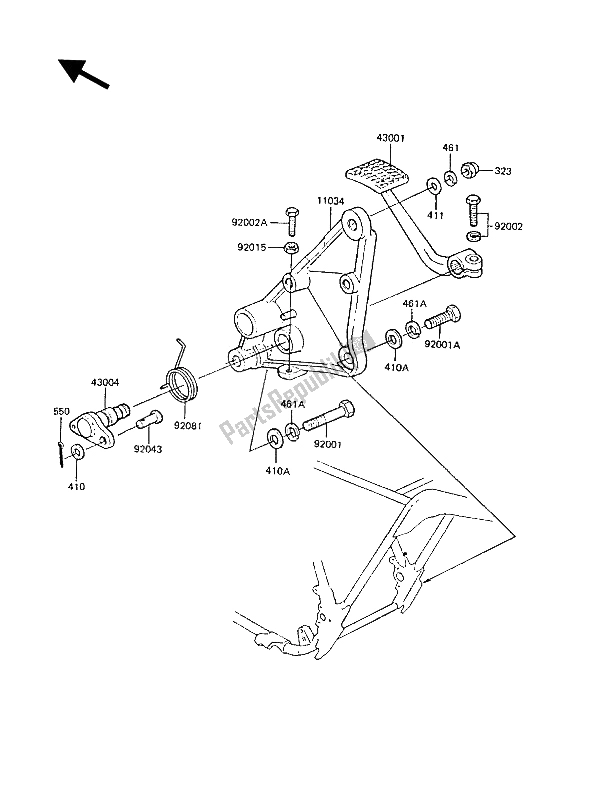 Tutte le parti per il Pedale Del Freno del Kawasaki Z 1300 1988