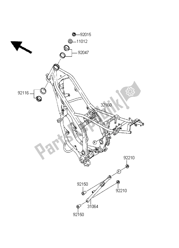 Todas as partes de Quadro, Armação do Kawasaki KDX 200 1996