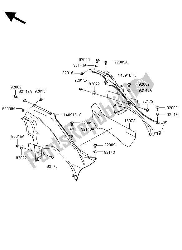 All parts for the Side Covers of the Kawasaki KVF 750 4X4 2009