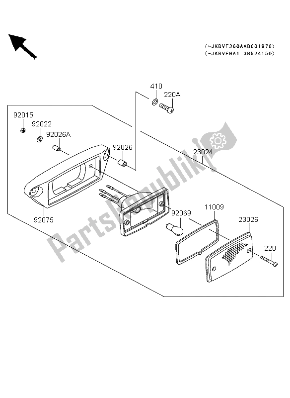 All parts for the Taillight  2003 of the Kawasaki KVF 360 4X4 2003