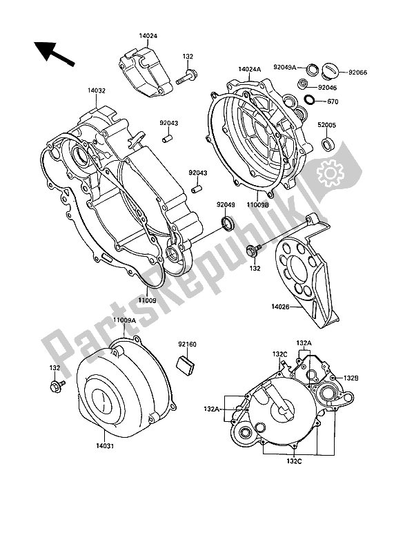 Tutte le parti per il Coperchio (i) Del Motore del Kawasaki KR 1 250 1989