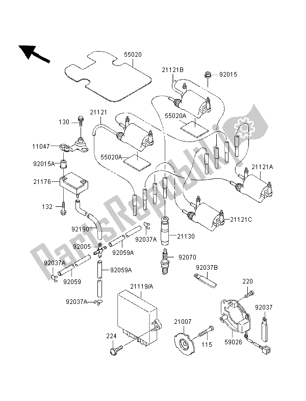 All parts for the Ignition System of the Kawasaki Zephyr 1100 1996