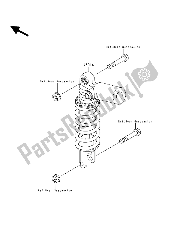 All parts for the Shock Absorber of the Kawasaki Ninja ZX 7R 750 1996