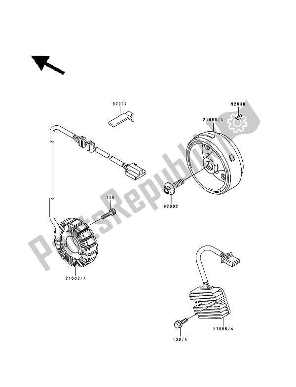 Toutes les pièces pour le Générateur du Kawasaki Estrella 250 1994