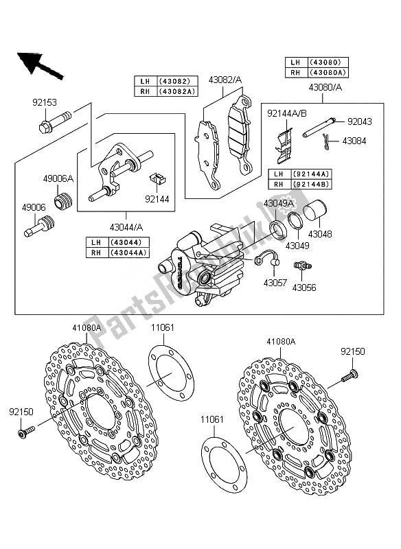 Todas las partes para Freno Frontal de Kawasaki ER 6F 650 2011