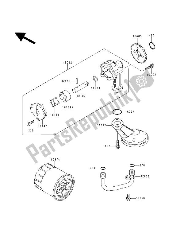 Todas as partes de Bomba De óleo do Kawasaki GPZ 500S 1994