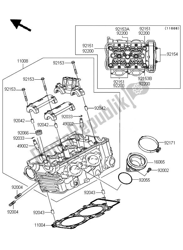 Wszystkie części do G? Owica Cylindra Kawasaki ER 6N ABS 650 2010