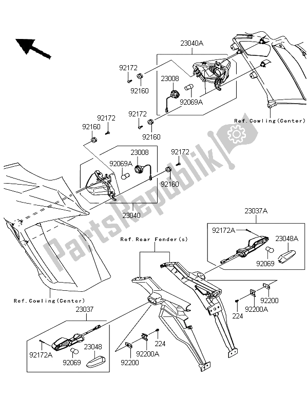 Toutes les pièces pour le Clignotants du Kawasaki Z 1000 SX ABS 2012