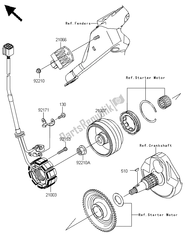 Todas as partes de Gerador do Kawasaki KLX 450 2013