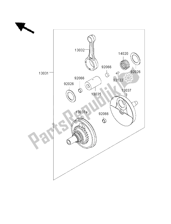 All parts for the Crankshaft of the Kawasaki KLX 650R 1996