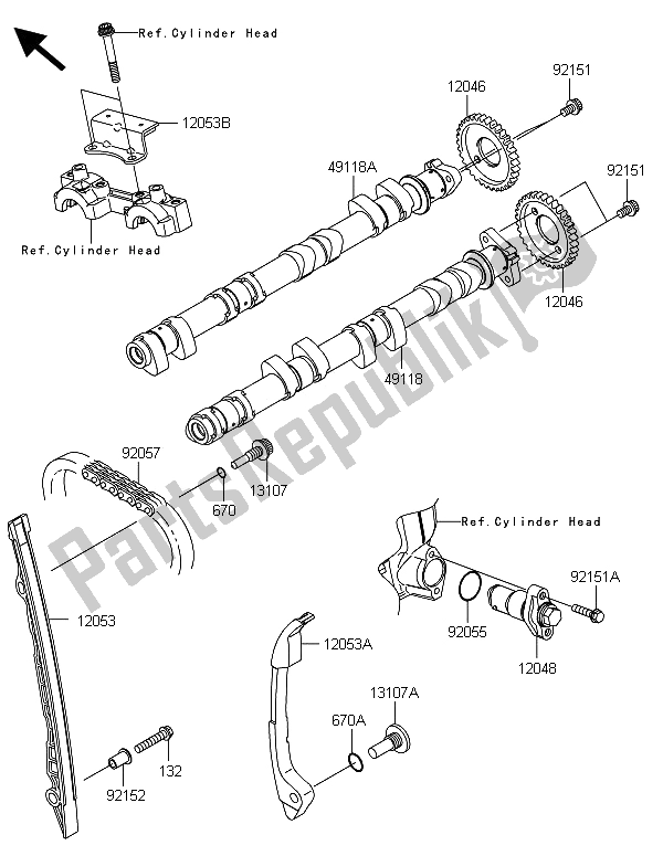 Tutte le parti per il Albero A Camme (s) E Tenditore del Kawasaki Z 1000 ABS 2013