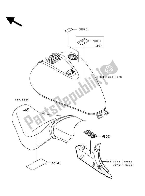 All parts for the Labels of the Kawasaki VN 900 Classic 2009