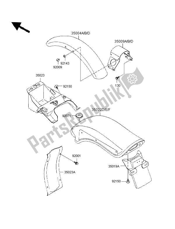 Tutte le parti per il Parabordi del Kawasaki VN 800 1997