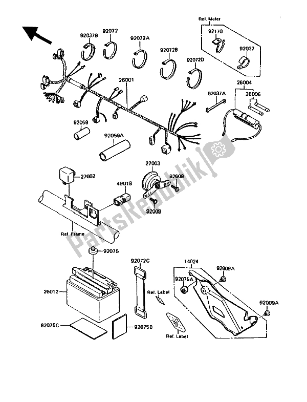 Alle onderdelen voor de Chassis Elektrische Apparatuur van de Kawasaki KMX 125 1989