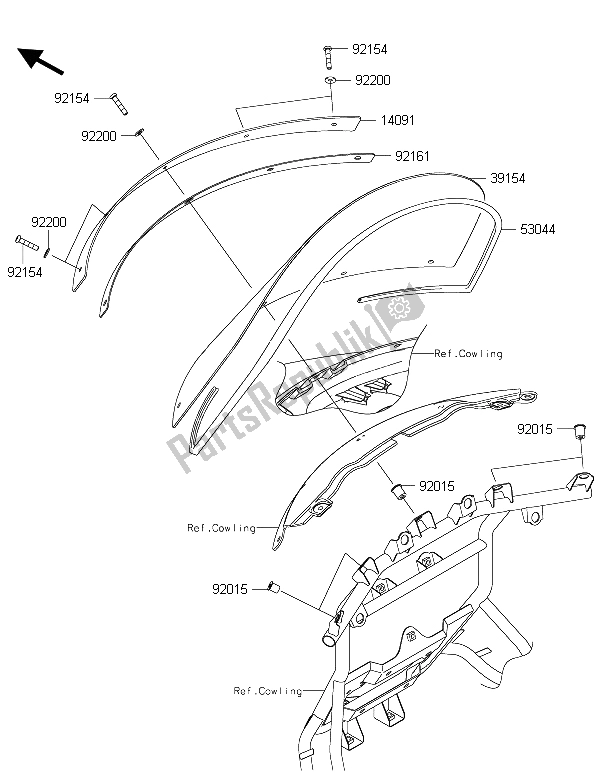 All parts for the Windshield of the Kawasaki Vulcan 1700 Voyager ABS 2015