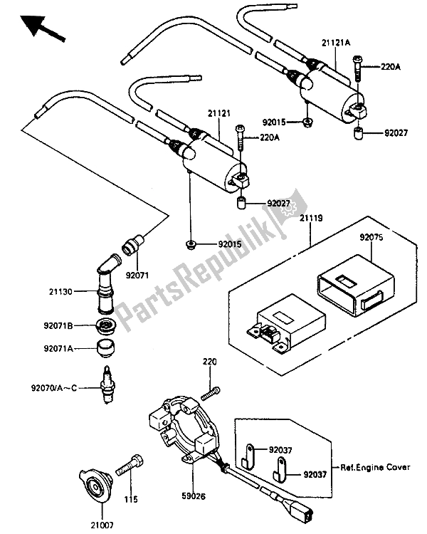 All parts for the Ignition Coil of the Kawasaki ZL 600 1986